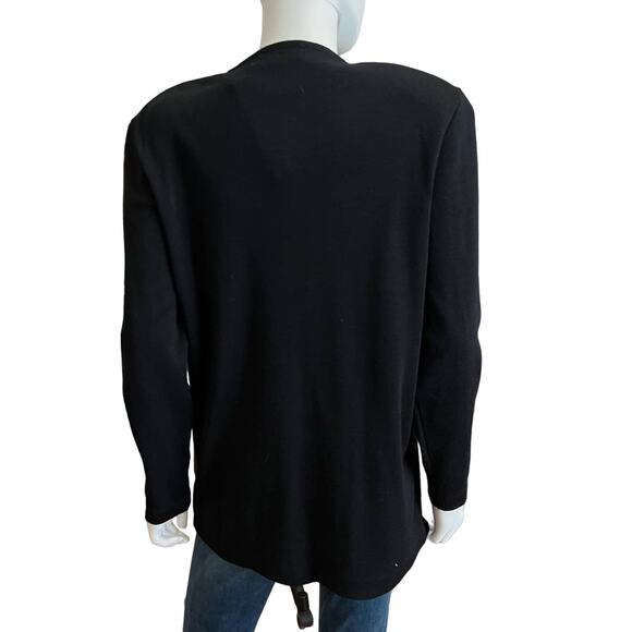 Vintage 1980s Outlander Black Gold Jeweled Heart Embroidered Sweater, L NWT - Picture 6 of 7